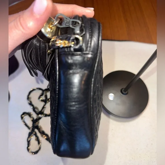 Bally Quilted Lambskin Crossbody | Leather Interior |Gold Chain Camera Bag - Picture 4 of 11